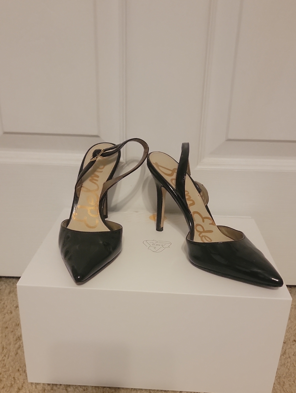 Sam Edelman Black Patent Slingback Pointed Pumps